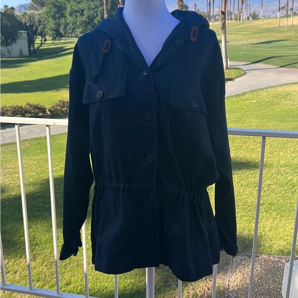 Ralph Lauren utility linen navy blue jacket sz large - Picture 3 of 10